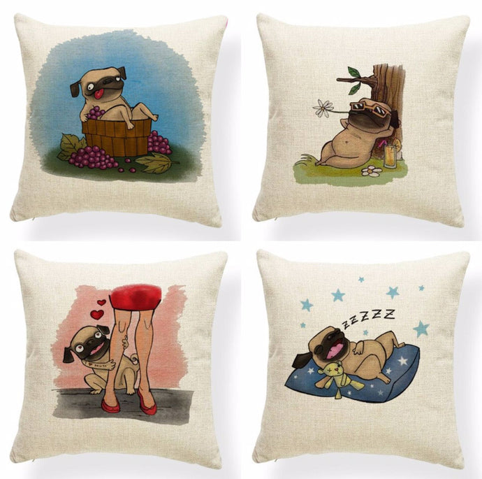 Pug's Day Out Cushion CoversCushion Cover