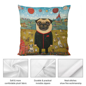 Pug's Grand Masquerade Plush Pillow Case-Cushion Cover-Dog Dad Gifts, Dog Mom Gifts, Home Decor, Pillows, Pug-5