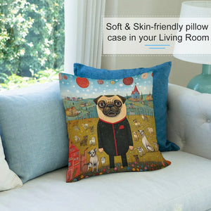 Pug's Grand Masquerade Plush Pillow Case-Cushion Cover-Dog Dad Gifts, Dog Mom Gifts, Home Decor, Pillows, Pug-7