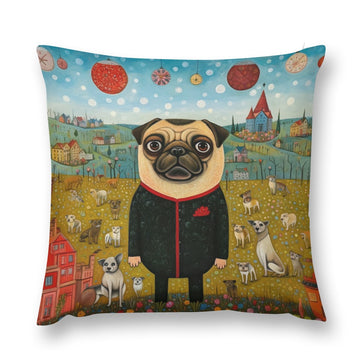 Pug's Grand Masquerade Plush Pillow Case-Cushion Cover-Dog Dad Gifts, Dog Mom Gifts, Home Decor, Pillows, Pug-12 "×12 "-1