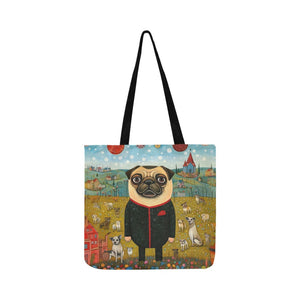Pug's Grand Masquerade Special Lightweight Shopping Tote Bag-Accessories-Accessories, Bags, Dog Dad Gifts, Dog Mom Gifts, Pug-White-ONESIZE-2