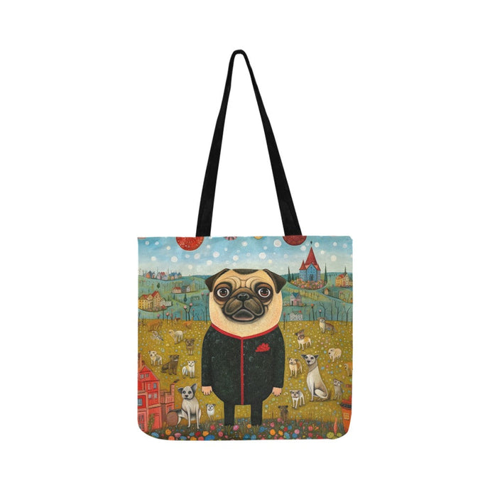 Pug's Grand Masquerade Special Lightweight Shopping Tote Bag-Accessories-Accessories, Bags, Dog Dad Gifts, Dog Mom Gifts, Pug-White-ONESIZE-1