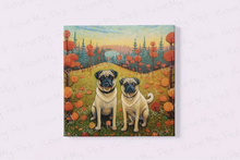 Load image into Gallery viewer, Pugs in Autumn&#39;s Embrace Framed Wall Art Poster-Art-Dog Art, Home Decor, Pug-4