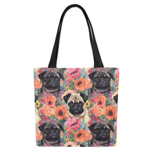Load image into Gallery viewer, Pugs in Summer Bloom Large Canvas Tote Bags - Set of 2-Accessories-Accessories, Bags, Pug, Pug - Black-7