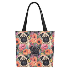 Load image into Gallery viewer, Pugs in Summer Bloom Large Canvas Tote Bags - Set of 2-Accessories-Accessories, Bags, Pug, Pug - Black-8