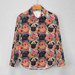 Pugs in Summer Bloom Women's Shirt-4