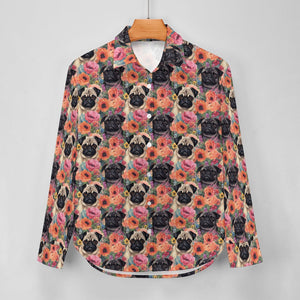 Pugs in Summer Bloom Women's Shirt-8