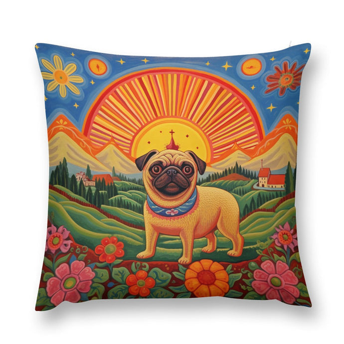Pug's Paradise Plush Pillow Case-Cushion Cover-Dog Dad Gifts, Dog Mom Gifts, Home Decor, Pillows, Pug-12 