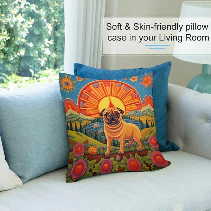 Pug's Radiance Plush Pillow Case-Cushion Cover-Dog Dad Gifts, Dog Mom Gifts, Home Decor, Pillows, Pug-7