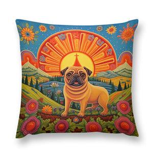 Pug's Radiance Plush Pillow Case-Cushion Cover-Dog Dad Gifts, Dog Mom Gifts, Home Decor, Pillows, Pug-12 "×12 "-1