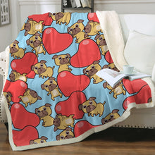 Load image into Gallery viewer, Pugs with Big Red Hearts Soft Warm Fleece Blanket-Blanket-Blankets, Home Decor, Pug-13
