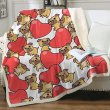 Load image into Gallery viewer, Pugs with Big Red Hearts Soft Warm Fleece Blanket-Blanket-Blankets, Home Decor, Pug-9