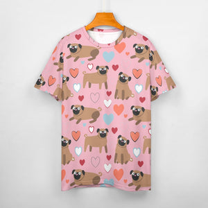 Pugs with Multicolor Hearts All Over Print Women's Cotton T-Shirt - 4 Colors-Apparel-Apparel, Pug, Shirt, T Shirt-7