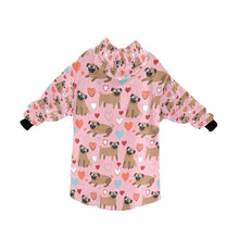 Load image into Gallery viewer, Pugs with Multicolor Hearts Blanket Hoodie for Women-Apparel-Apparel, Blankets-6