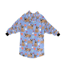 Load image into Gallery viewer, Pugs with Multicolor Hearts Blanket Hoodie for Women-Apparel-Apparel, Blankets-10