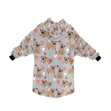 Load image into Gallery viewer, Pugs with Multicolor Hearts Blanket Hoodie for Women-Apparel-Apparel, Blankets-13