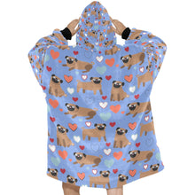 Load image into Gallery viewer, Pugs with Multicolor Hearts Blanket Hoodie for Women-Apparel-Apparel, Blankets-12