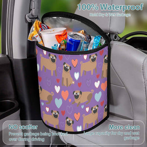 Pugs with Multicolor Hearts Multipurpose Car Storage Bag-10