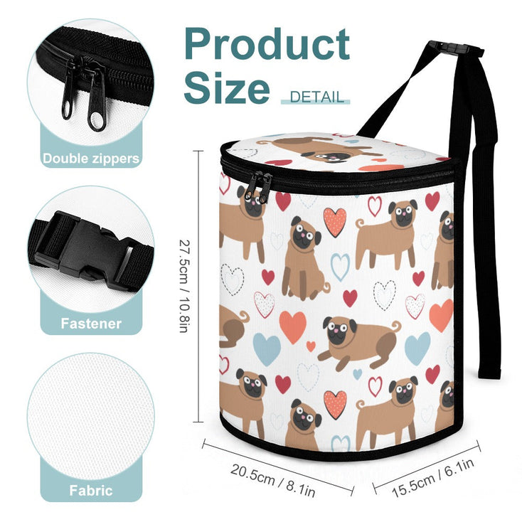 Pugs with Multicolor Hearts Multipurpose Car Storage Bag-4