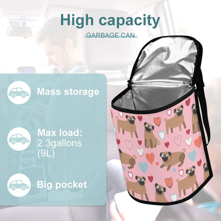 Pugs with Multicolor Hearts Multipurpose Car Storage Bag-5
