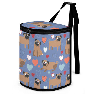 Pugs with Multicolor Hearts Multipurpose Car Storage Bag-ONE SIZE-CornflowerBlue-12