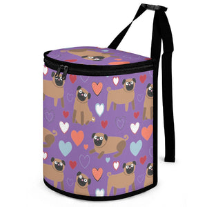 Pugs with Multicolor Hearts Multipurpose Car Storage Bag-ONE SIZE-MediumPurple-7
