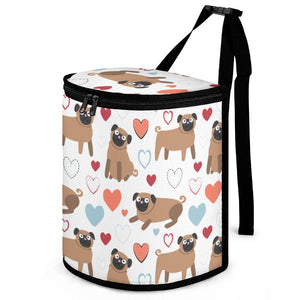 Pugs with Multicolor Hearts Multipurpose Car Storage Bag-ONE SIZE-White-1