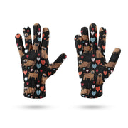 Pugs with Multicolor Hearts Touch Screen Gloves-Accessories-Accessories, Dog Dad Gifts, Dog Mom Gifts, Gloves, Pug-11