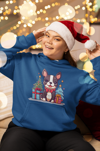 Merry Christmas Boston Terrier Women's Cotton Fleece Hoodie Sweatshirt - 4 Colors-Apparel-Apparel, Boston Terrier, Christmas, Hoodie, Sweatshirt-2