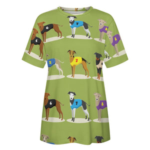 Racing Greyhound / Whippet Love All Over Print Women's Cotton T-Shirt - 4 Colors-Apparel-Apparel, Greyhound, Shirt, T Shirt, Whippet-10