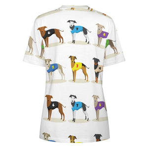 Racing Greyhound / Whippet Love All Over Print Women's Cotton T-Shirt - 4 Colors-Apparel-Apparel, Greyhound, Shirt, T Shirt, Whippet-1