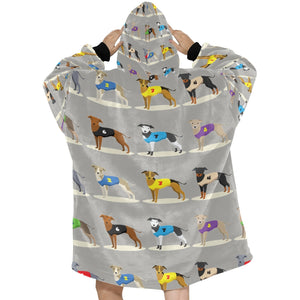 Racing Greyhound / Whippet Love Blanket Hoodie for Women-Blanket-Apparel, Blanket Hoodie, Blankets, Greyhound, Whippet-11