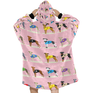 Racing Greyhound / Whippet Love Blanket Hoodie for Women-Blanket-Apparel, Blanket Hoodie, Blankets, Greyhound, Whippet-4