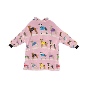 Racing Greyhound / Whippet Love Blanket Hoodie for Women-Blanket-Apparel, Blanket Hoodie, Blankets, Greyhound, Whippet-Pink-ONE SIZE-1