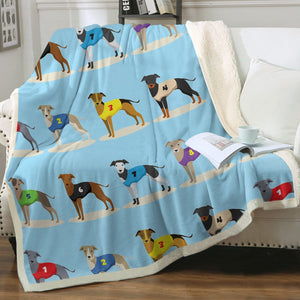 Racing Greyhound / Whippet Love Soft Warm Fleece Blanket - 4 Colors-Blanket-Blankets, Greyhound, Home Decor, Whippet-Sky Blue-Small-3