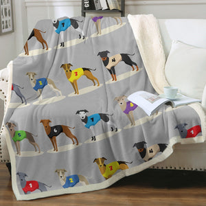 Racing Greyhound / Whippet Love Soft Warm Fleece Blanket - 4 Colors-Blanket-Blankets, Greyhound, Home Decor, Whippet-Warm Gray-Small-4