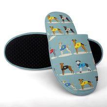 Load image into Gallery viewer, Racing Greyhound / Whippet Women&#39;s Cotton Mop Slippers-Cushion Cover-Dog Mom Gifts, Greyhound, Slippers, Whippet-14