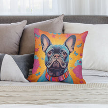 Load image into Gallery viewer, Radiant Bloom Black French Bulldog Plush Pillow Case-Cushion Cover-Dog Dad Gifts, Dog Mom Gifts, French Bulldog, Home Decor, Pillows-2