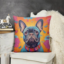 Load image into Gallery viewer, Radiant Bloom Black French Bulldog Plush Pillow Case-Cushion Cover-Dog Dad Gifts, Dog Mom Gifts, French Bulldog, Home Decor, Pillows-3