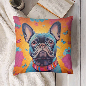 Radiant Bloom Black French Bulldog Plush Pillow Case-Cushion Cover-Dog Dad Gifts, Dog Mom Gifts, French Bulldog, Home Decor, Pillows-4