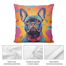 Load image into Gallery viewer, Radiant Bloom Black French Bulldog Plush Pillow Case-Cushion Cover-Dog Dad Gifts, Dog Mom Gifts, French Bulldog, Home Decor, Pillows-5