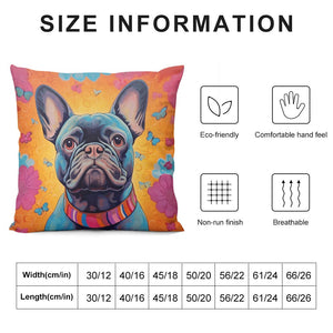 Radiant Bloom Black French Bulldog Plush Pillow Case-Cushion Cover-Dog Dad Gifts, Dog Mom Gifts, French Bulldog, Home Decor, Pillows-6