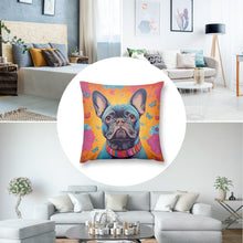 Load image into Gallery viewer, Radiant Bloom Black French Bulldog Plush Pillow Case-Cushion Cover-Dog Dad Gifts, Dog Mom Gifts, French Bulldog, Home Decor, Pillows-8