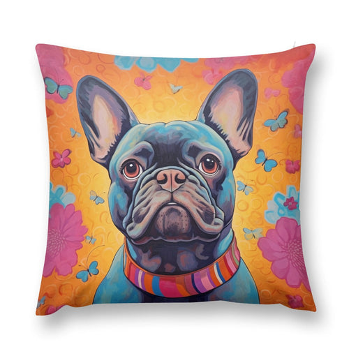 Radiant Bloom Black French Bulldog Plush Pillow Case-Cushion Cover-Dog Dad Gifts, Dog Mom Gifts, French Bulldog, Home Decor, Pillows-12 