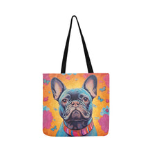 Load image into Gallery viewer, Radiant Bloom Black French Bulldog Shopping Tote Bag-Accessories-Accessories, Bags, Dog Dad Gifts, Dog Mom Gifts, French Bulldog-2