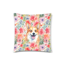 Load image into Gallery viewer, Radiant Corgi Reverie Floral Splendor Throw Pillow Covers-Cushion Cover-Corgi, Home Decor, Pillows-2