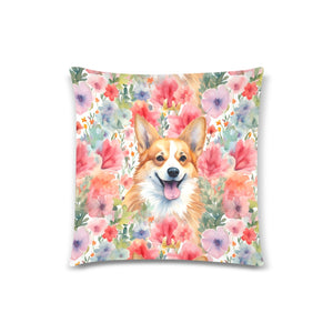 Radiant Corgi Reverie Floral Splendor Throw Pillow Covers-Cushion Cover-Corgi, Home Decor, Pillows-2