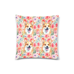 Radiant Corgi Reverie Floral Splendor Throw Pillow Covers-Cushion Cover-Corgi, Home Decor, Pillows-Four Corgis-4