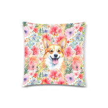 Load image into Gallery viewer, Radiant Corgi Reverie Floral Splendor Throw Pillow Covers-Cushion Cover-Corgi, Home Decor, Pillows-One Corgi-1