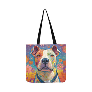 Radiant Love Pit Bull Special Lightweight Shopping Tote Bag-Accessories-Accessories, Bags, Dog Dad Gifts, Dog Mom Gifts, Pit Bull-White-ONESIZE-2